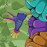 So many yummy flowers. Hummingbird