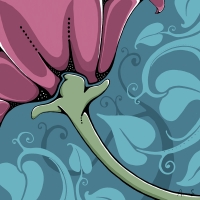 Up close and personal, this purple tulip provides shade to the leaves and stems below. Pink tulip