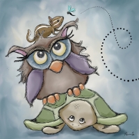 Hey guys! Do you have room for one more? Friends - turtle, owl, chipmunk and dragonfly