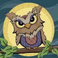 Hey! Don’t cross me man! Owl and moon