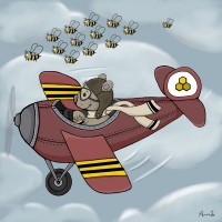 Honey bear and bees take flight! Bear,bee pilot