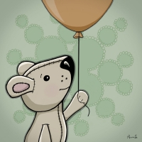 Up, up and away! Bear and balloon