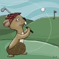 Fooooore! Beaver playing golf