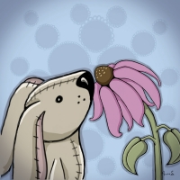 When’s the last time you stopped to smell the flowers? Bunny sniffing flower