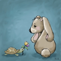 Wishing you a better day. Bunny and turtle