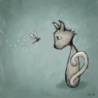 Dragonfly’s are messengers for change. If you’re feeling down, just remember it won’t be like this forever. Cat and dragonfly