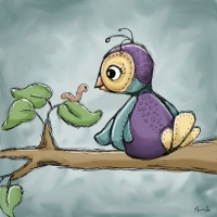 More unlikely friends. worm and bird