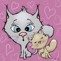 Surprise hug! Cats and hearts