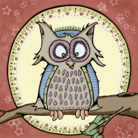 Funny little owl up in the tree, looking down at the ground, what do you see? Owl