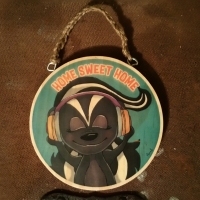 Custom wooden Home Sweet Home sign with skunk theme. Home Sweet Home - skunk theme