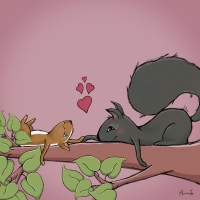 I love you! Chipmunk and squirrel hearts