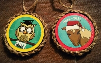 Custom wooden tree ornaments. Owl and horse ornaments